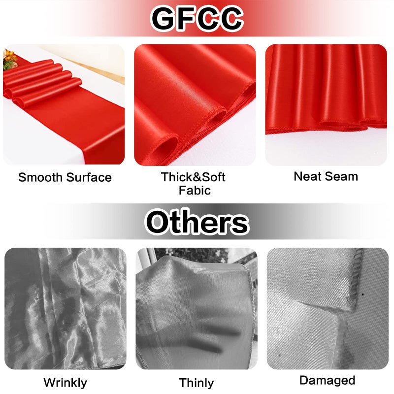 GFCC Pack of 10 Red Satin Table Runner 12 x 108 Inches for Wedding Party Events Decoration - Image 2